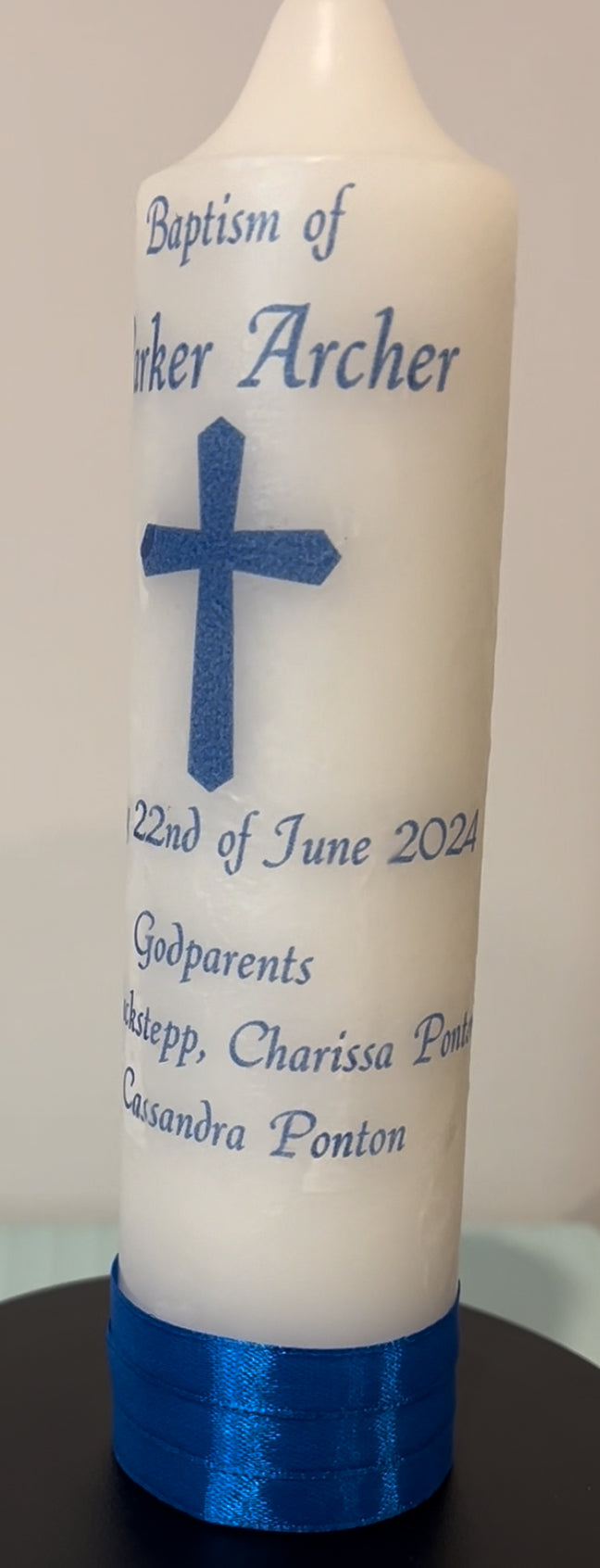 Baptism Candle for Dark Blue