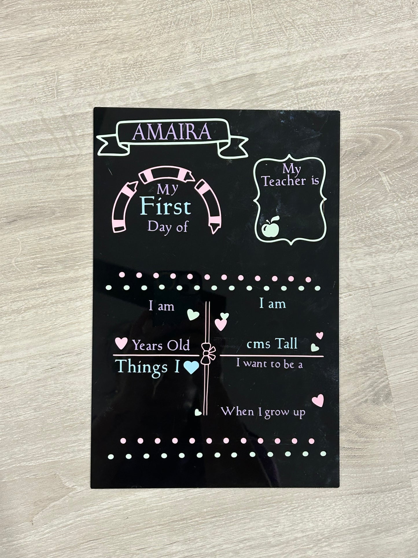 First Day Board for Amaira