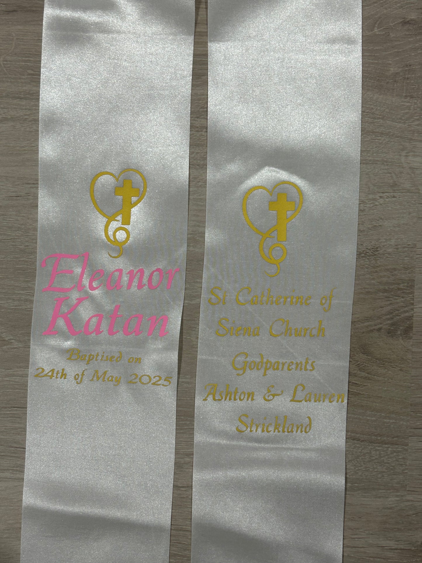 2 Beautiful candles and a Sash for a Baptism