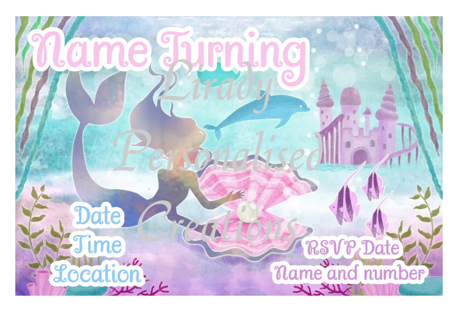 Mermaid 2nd Birthday Invitaton (personal info removed)
