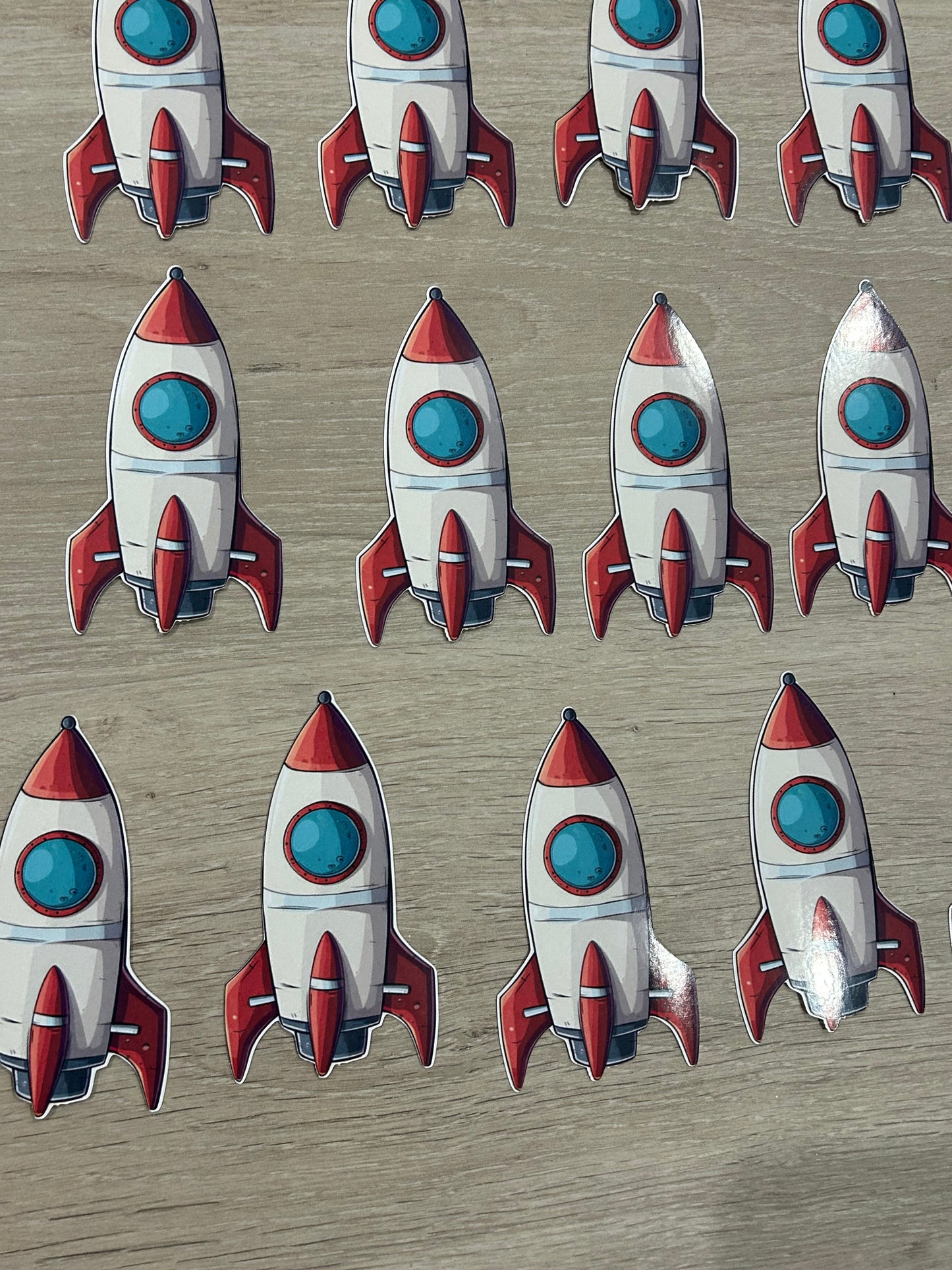90 Rocket ship stickers for a Father’s Day project
