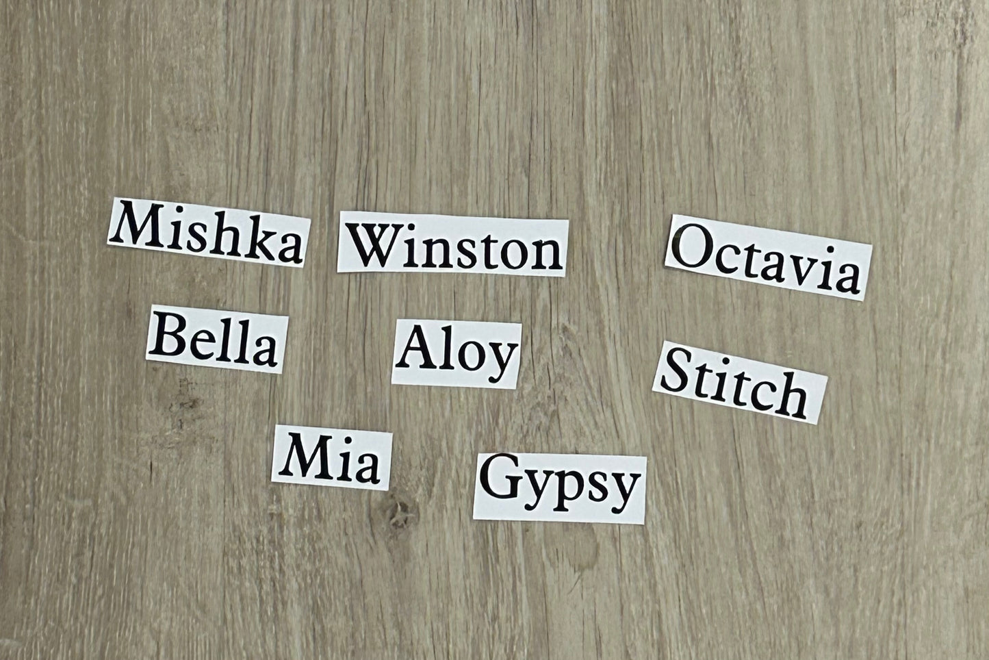 Pet names for paperwork