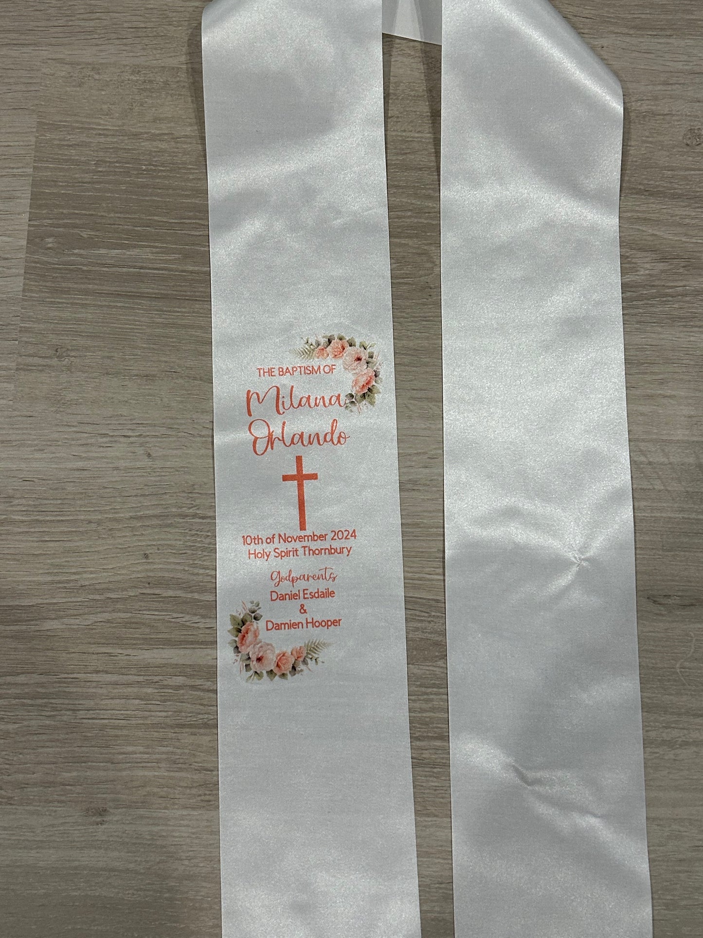 Match sash and cancel for a Baptism