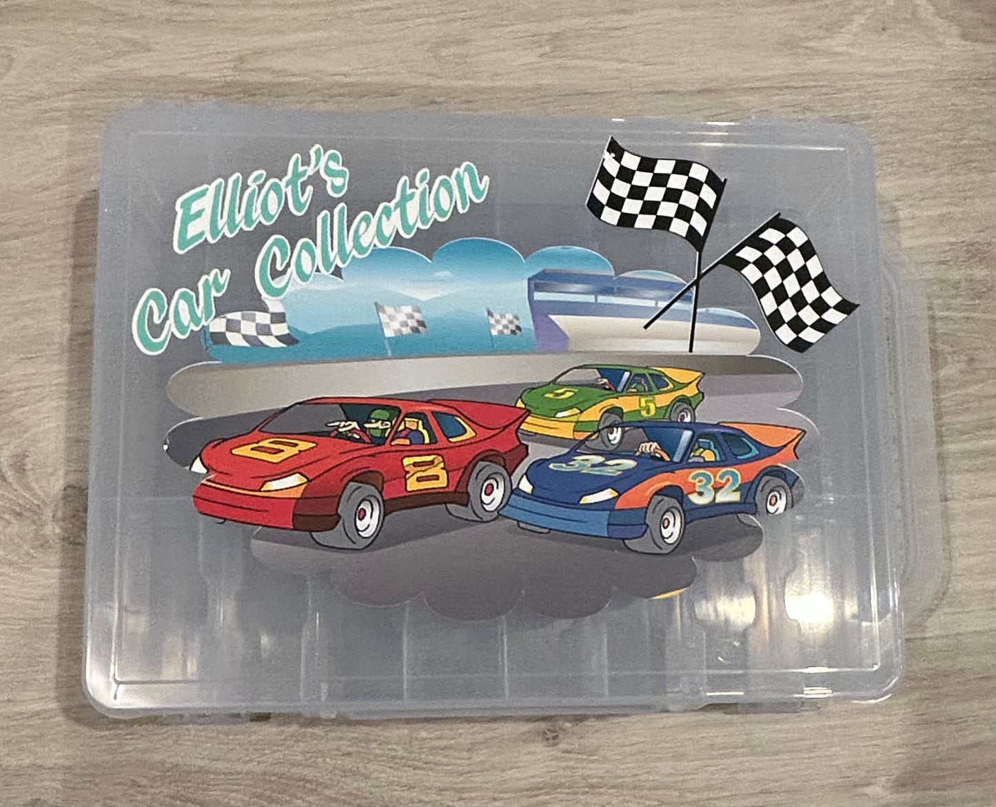 Name applied to Christmas boards& boxes & a sticker to container