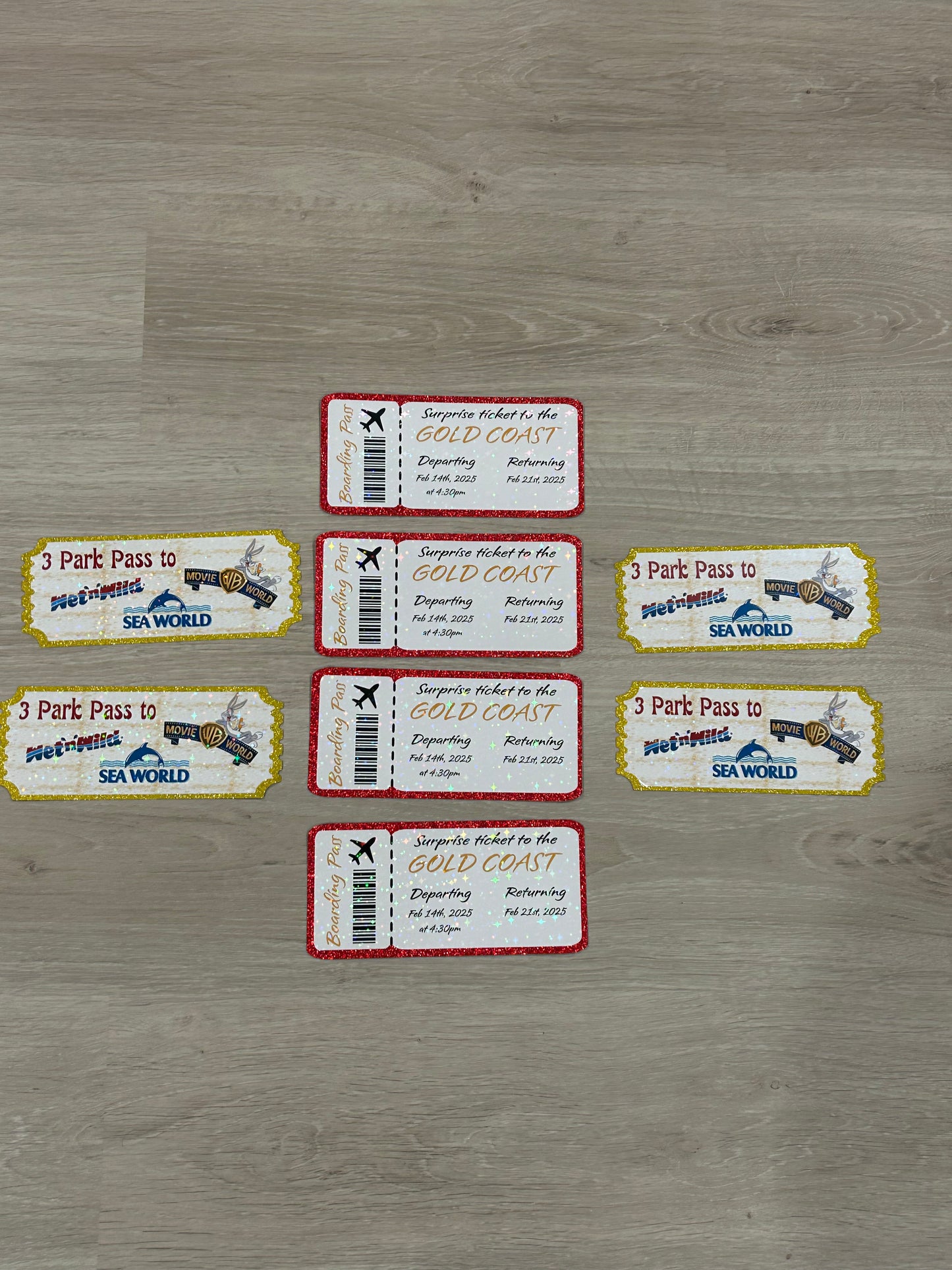 Plane and theme park tickets