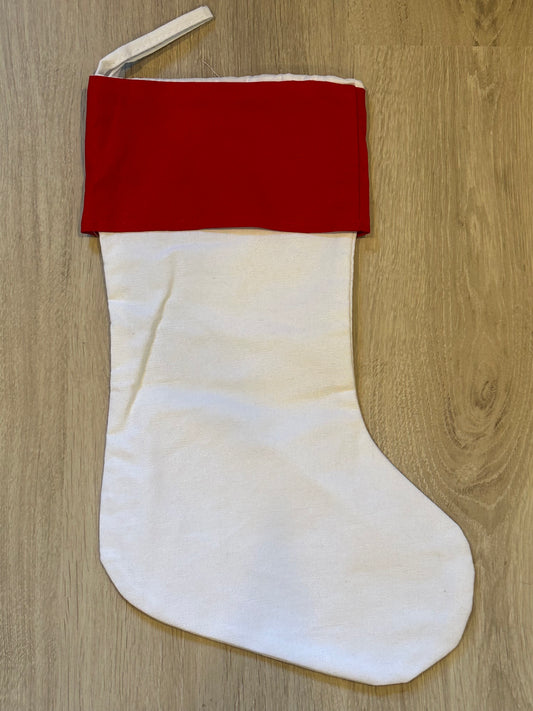 Christmas Stocking - cream and red