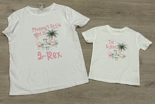 2-Rex Mum & Daughter Birthday Shirts