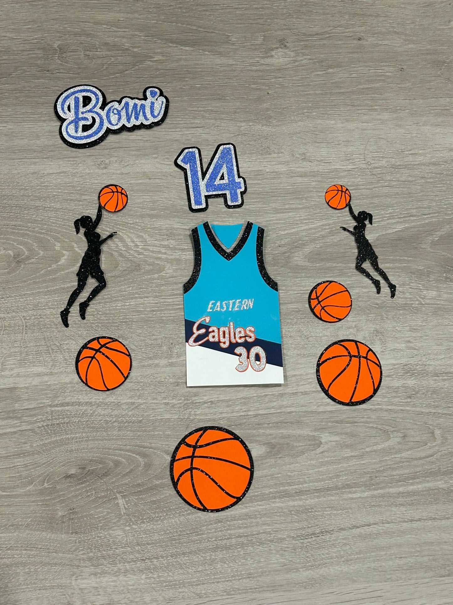 “Bomi 14” basketball theme Cake Topper & decorations