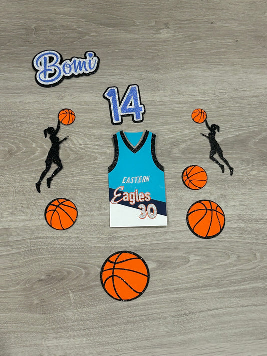 “Bomi 14” basketball theme Cake Topper & decorations