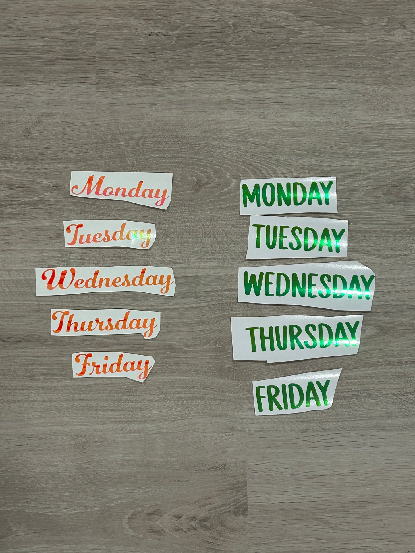 Days of the week labels for clothes boxes