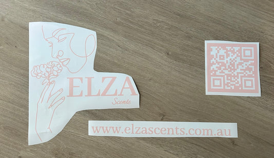 Car window decal for Elza Scents