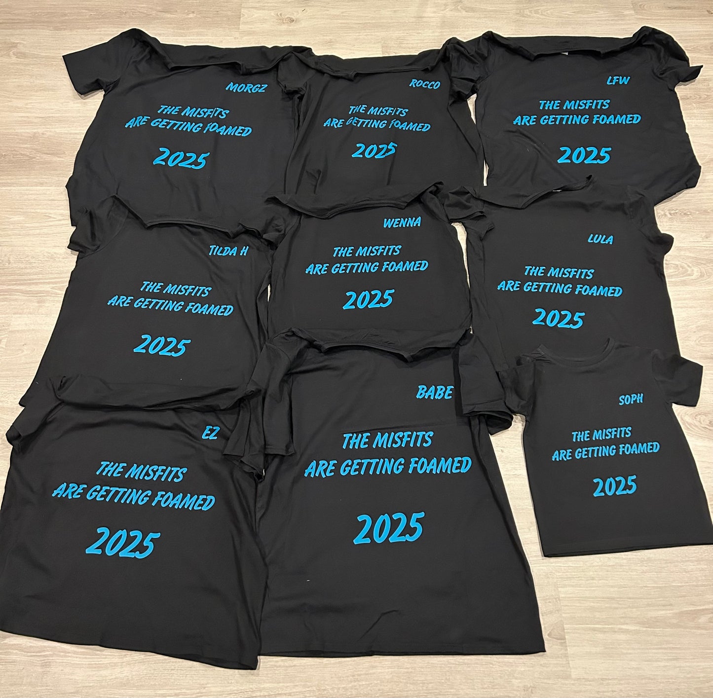 9 shirts ready for the Foam run!