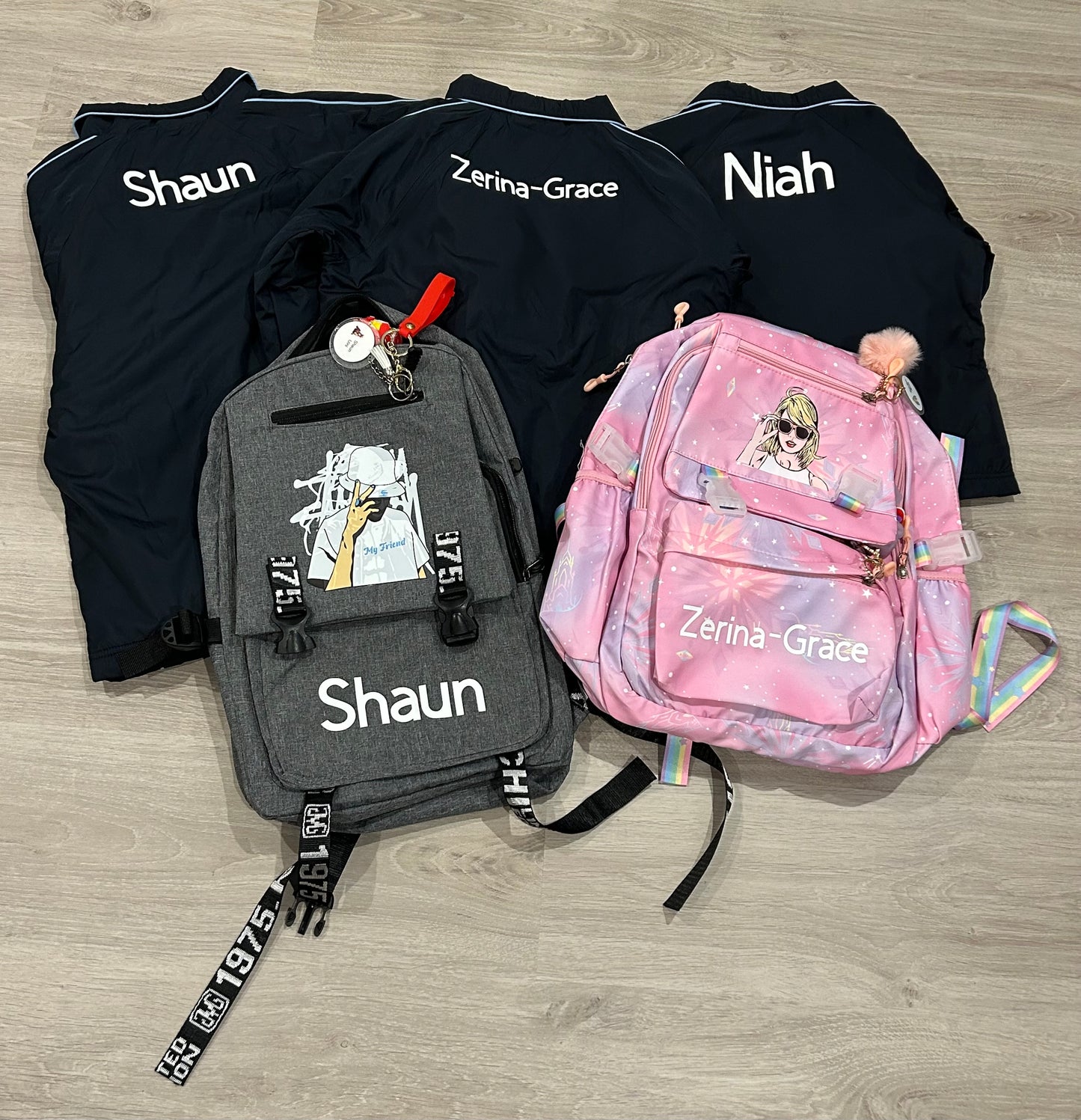 Bags and jackets ready for school!