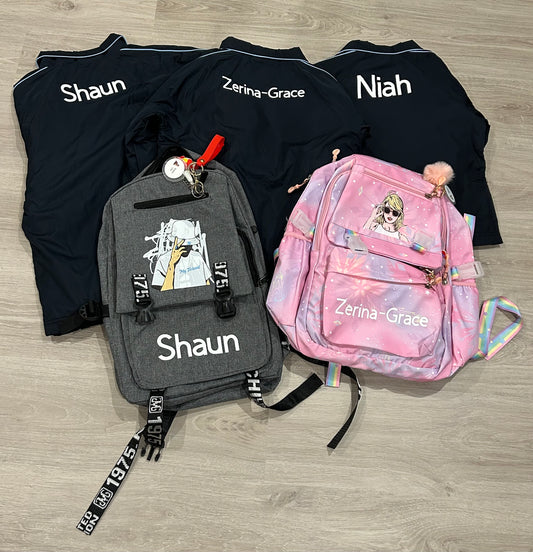 Bags and jackets ready for school!