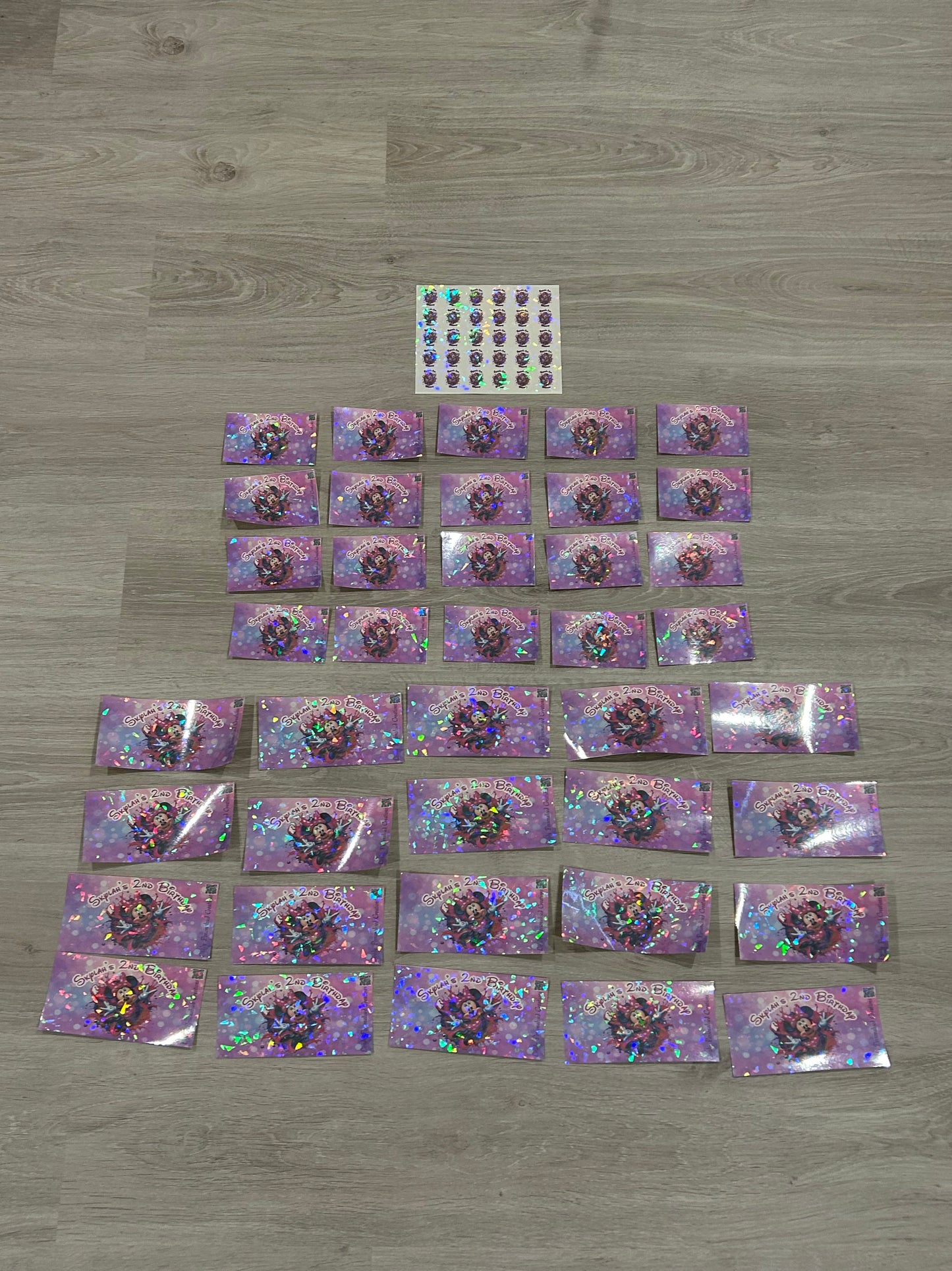 Skylah’s Birthday stickers for lollipops, water bottles and pop tops