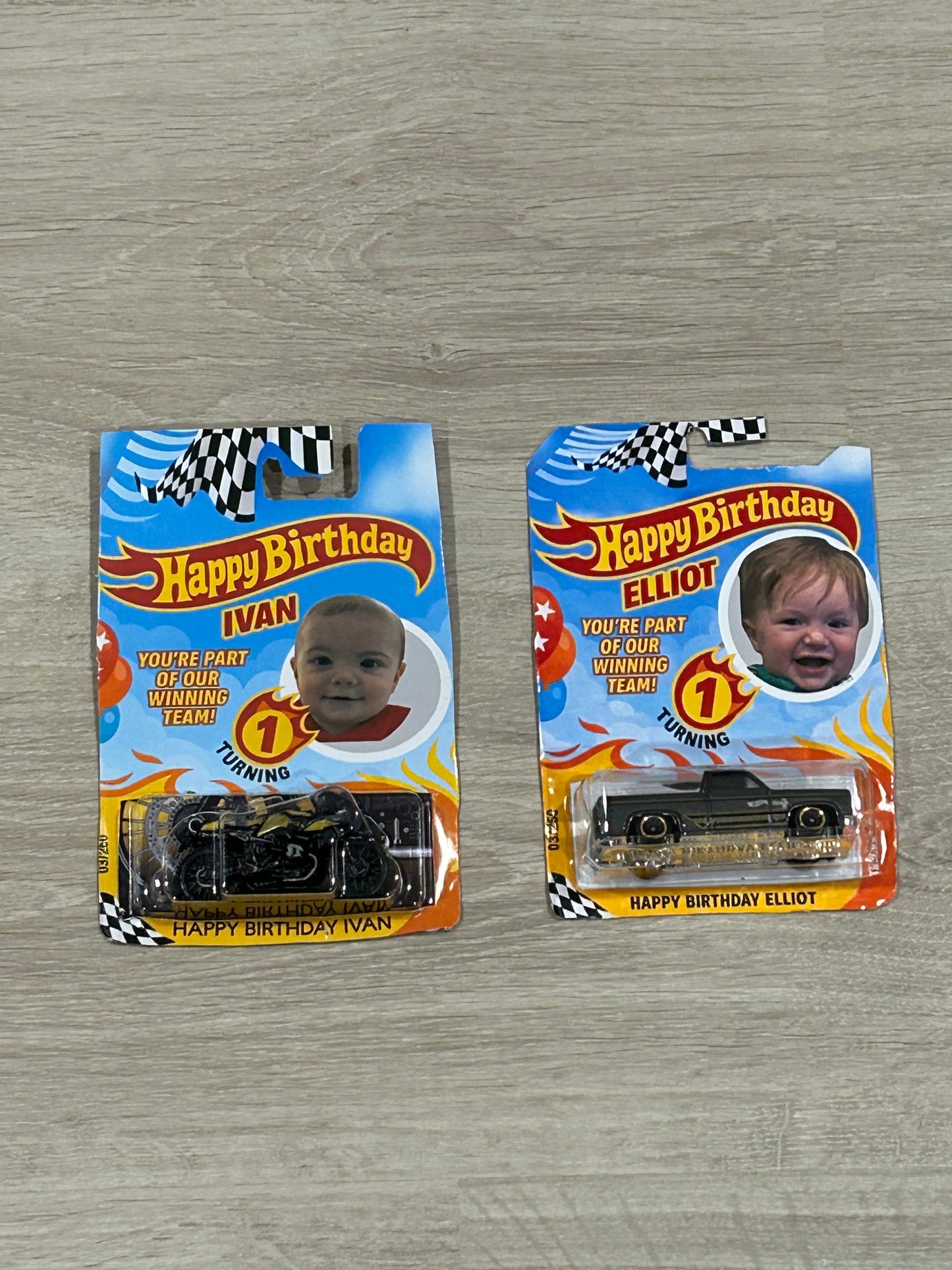 Two 1st Birthday Hot Wheels