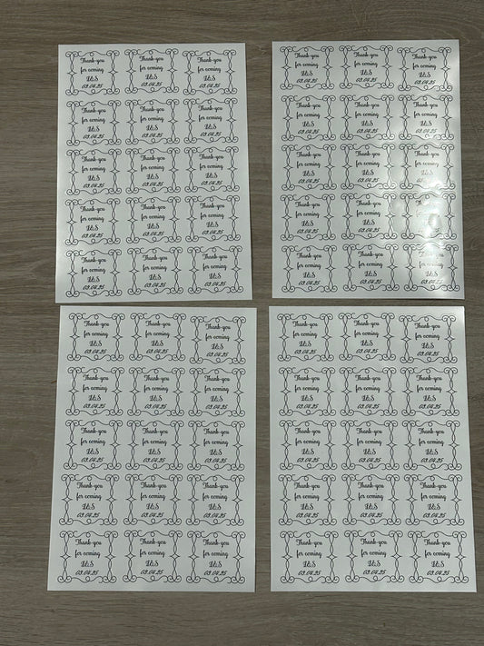 Stickers for Candle Favours