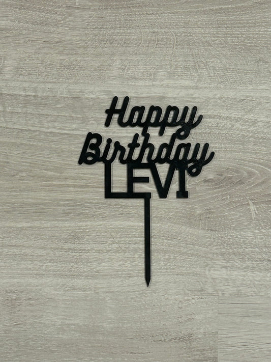 “Happy Birthday Levi” Acrylic Cake Topper