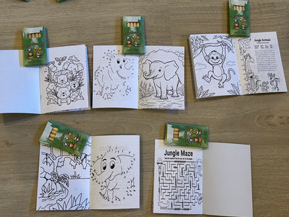 12 Jungle themed activity books with pencils