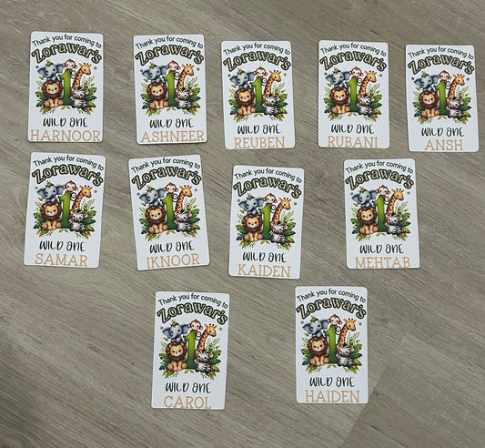 Name Cards and packaged return favours