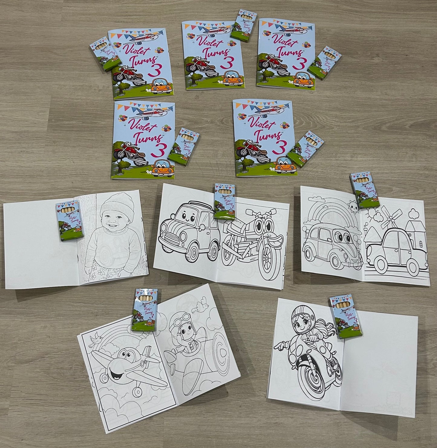 10 A5 colouring book and pencil sets for Violet