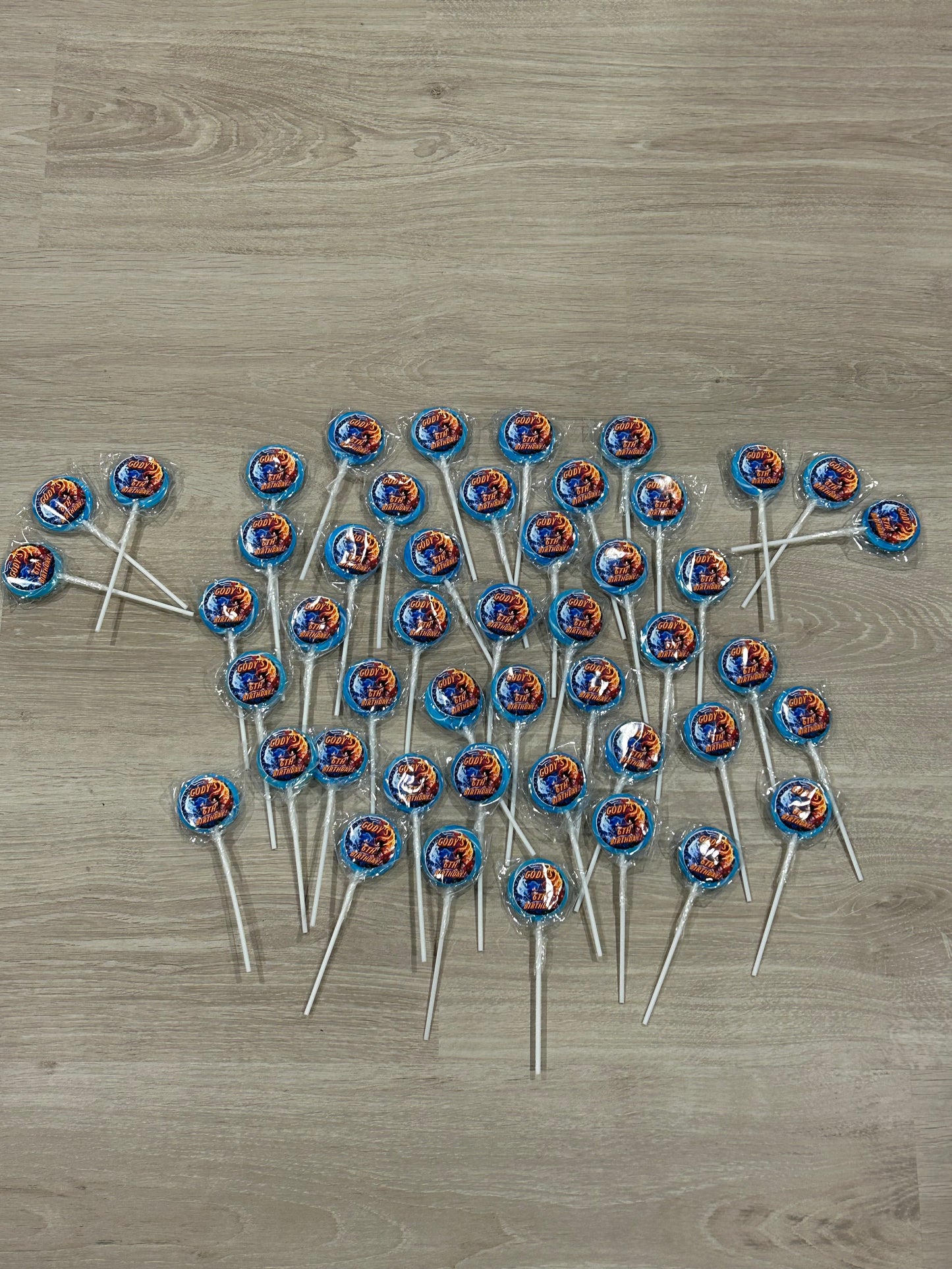 48 Sonic Themed Lollipops for Cody’s 6th Birthday