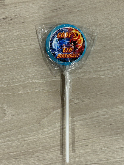 48 Sonic Themed Lollipops for Cody’s 6th Birthday