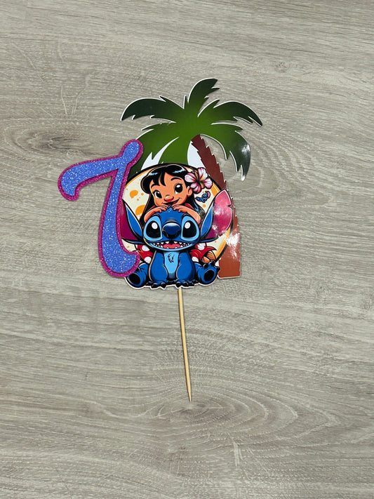 7th Birthday Lilo and stitch cake topper