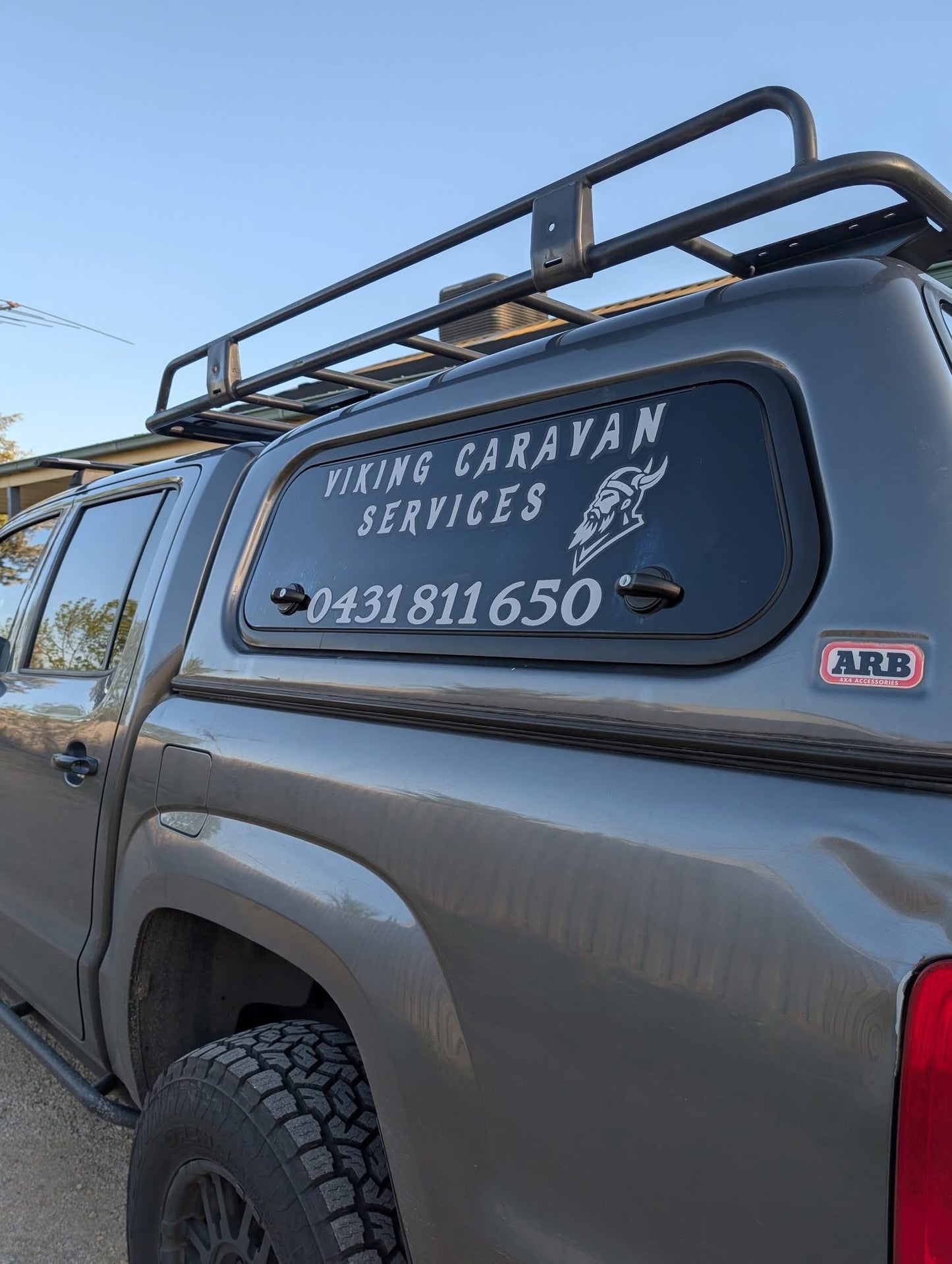 Car window decal signs for Viking Caravan Services