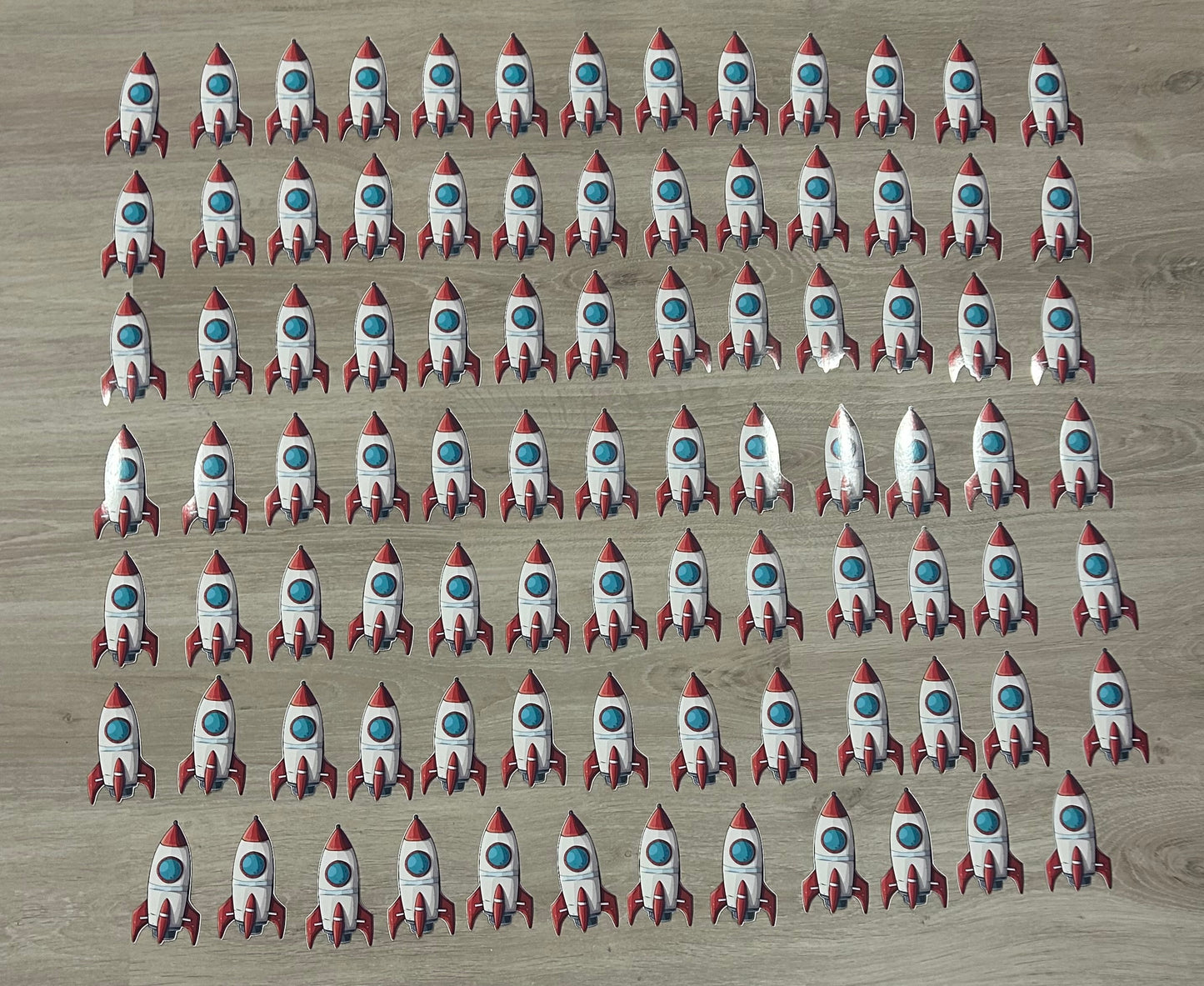 90 Rocket ship stickers for a Father’s Day project