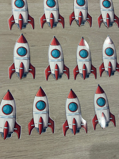 90 Rocket ship stickers for a Father’s Day project