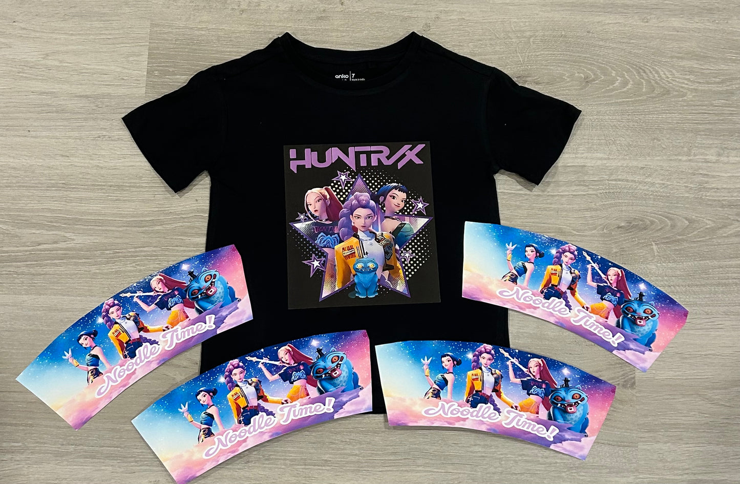 Kpop Demon Hunter shirt and noodle cup wraps