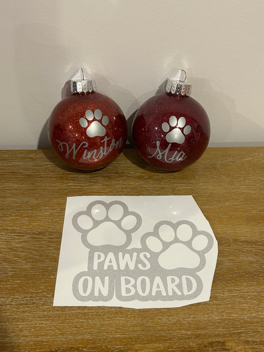 2x Baubles & a Car Decal