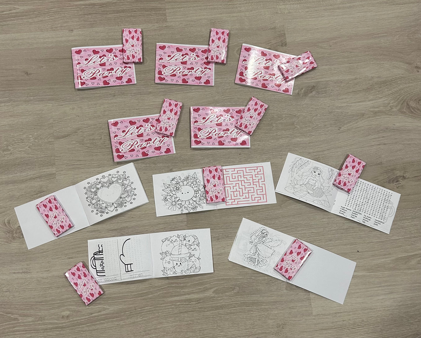 Birthday Party Pack - colouring books and pencils and party boxes - Theme Pink