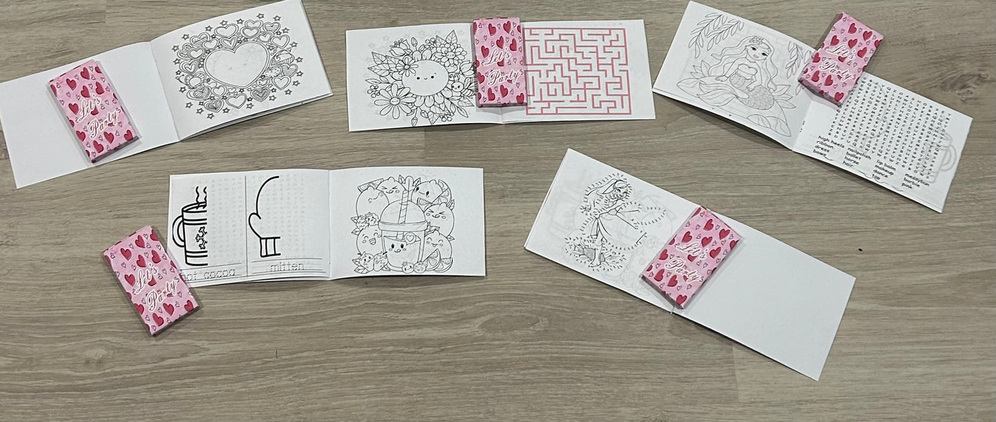 Birthday Party Pack - colouring books and pencils and party boxes - Theme Pink