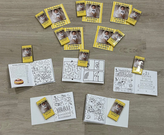 Colouring book and pencil packs for Stefan’s Christening & 1st Birthday