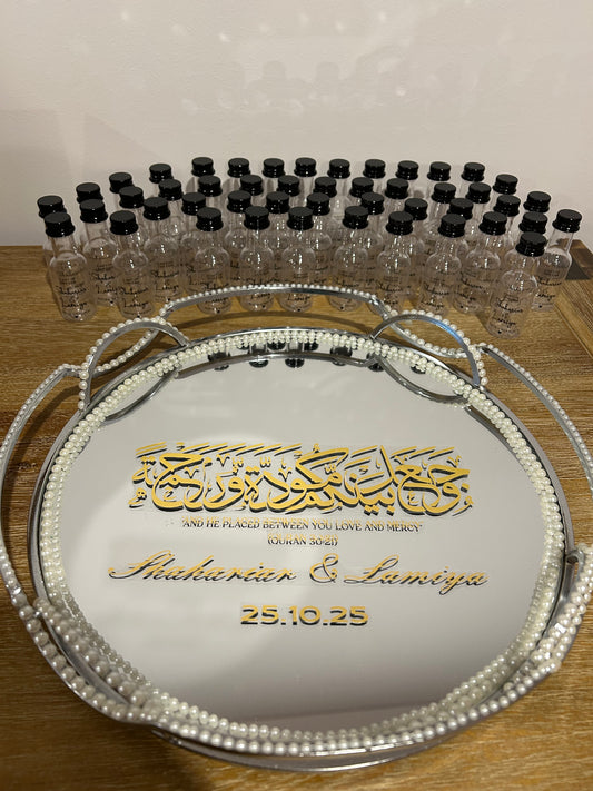 Mirror tray and 48 holy water bottles