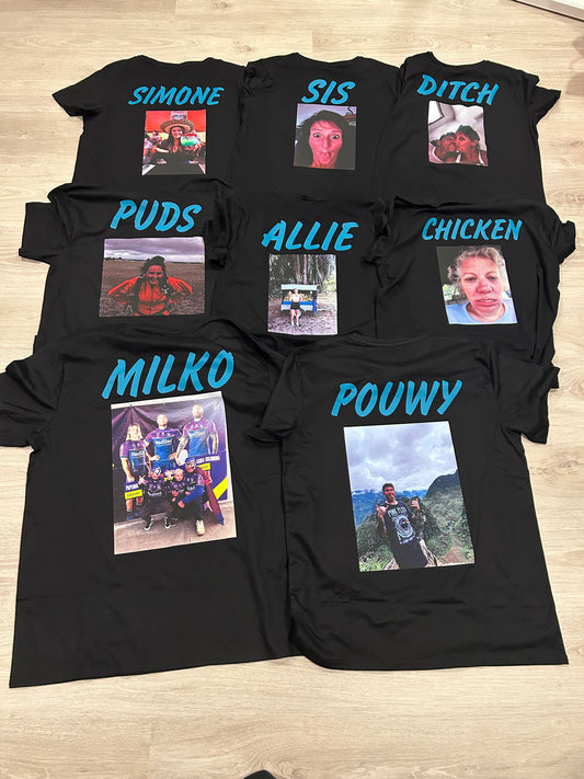 8 double sided shirts for a foam run