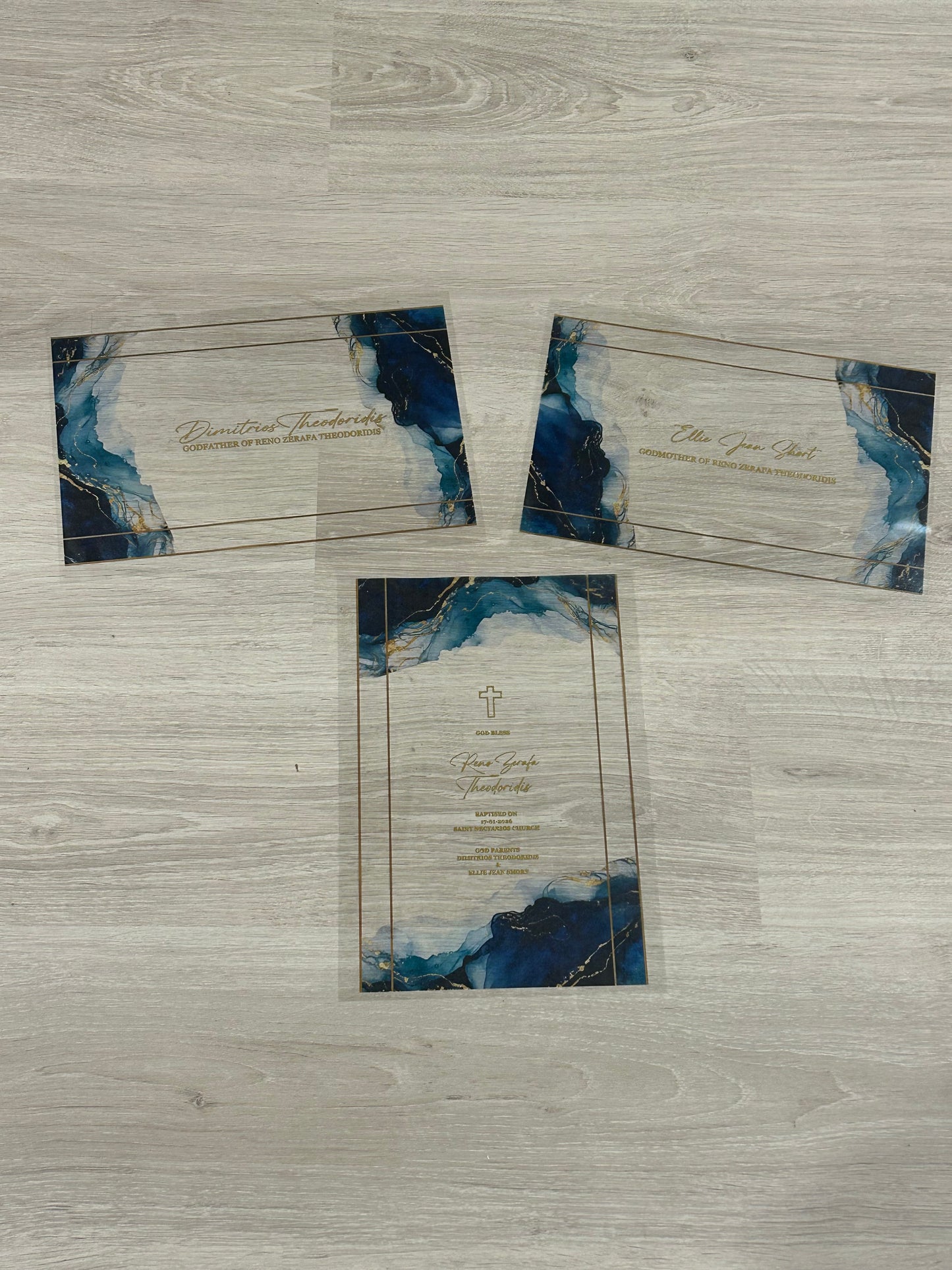 Clear prints with gold letter foiling