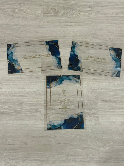 Clear prints with gold letter foiling