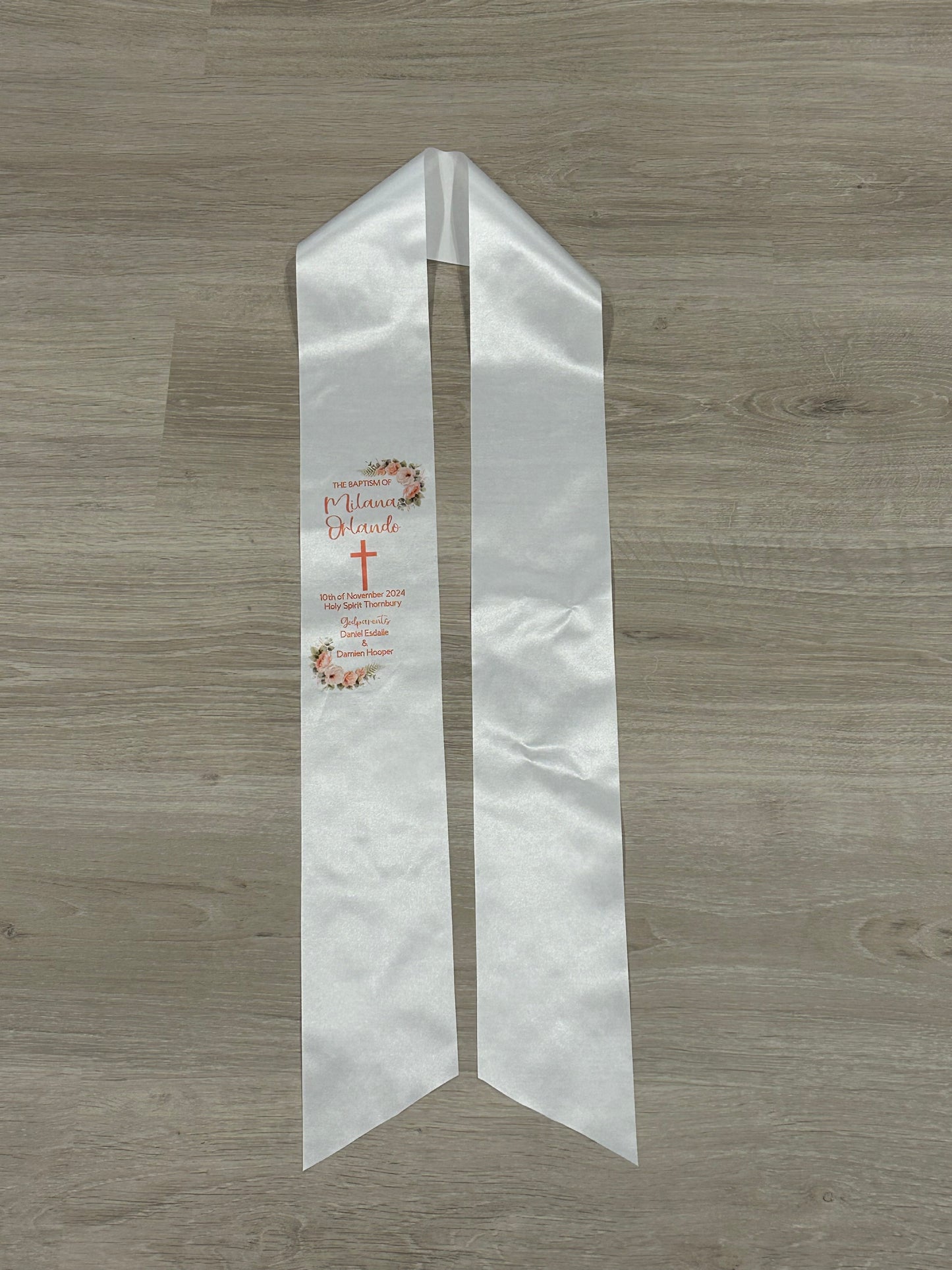 Match sash and cancel for a Baptism