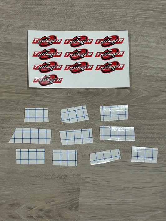 Names and logos for the thunder teams drink bottles