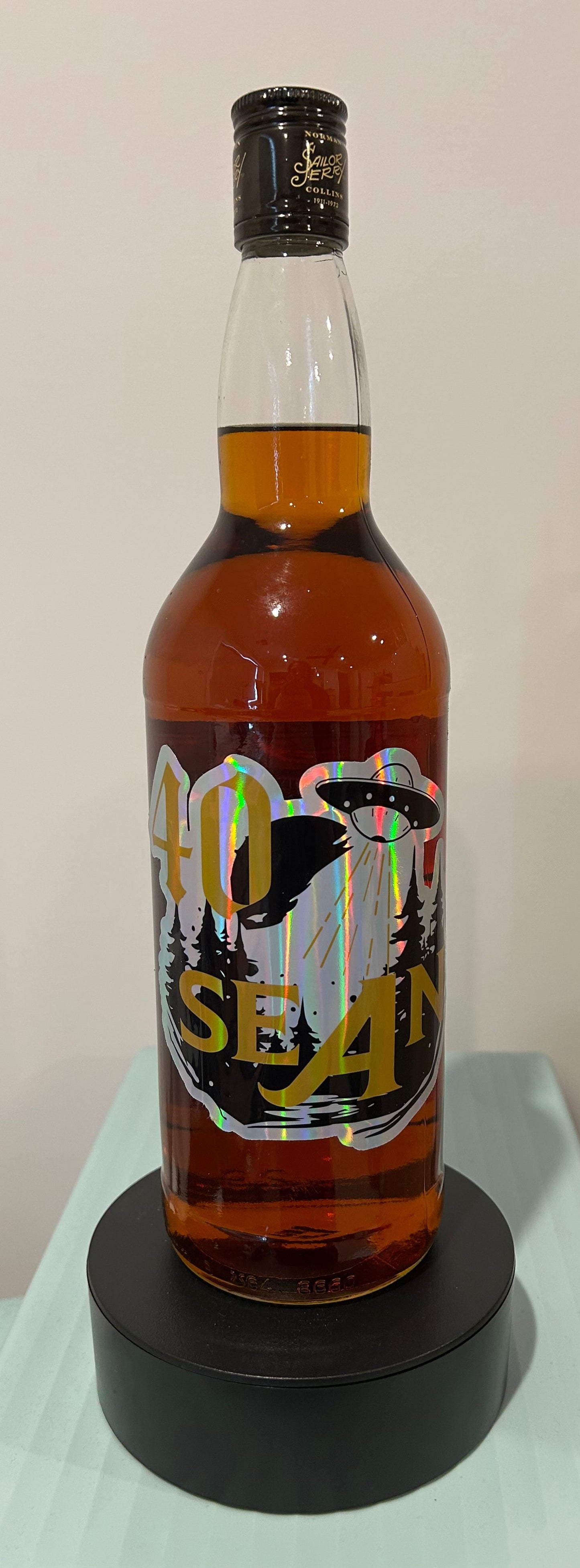 40th sticker for alcohol bottle