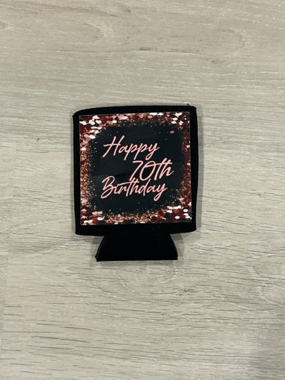 70th Birthday Party Pack - chocolates, lollipops, candles & a stubby holder