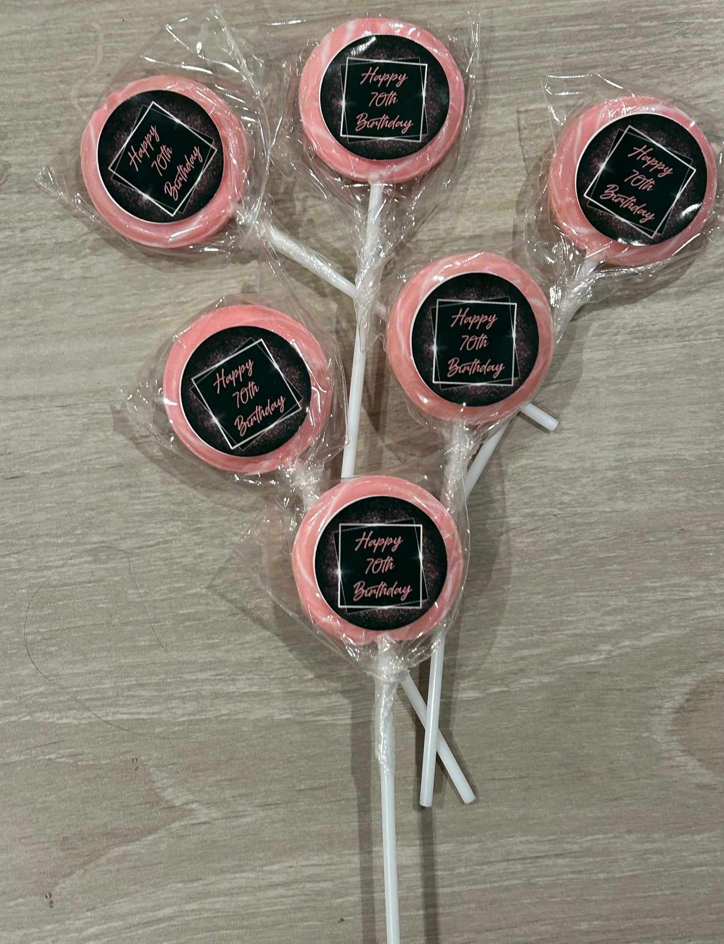 70th Birthday Party Pack - chocolates, lollipops, candles & a stubby holder