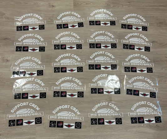 20 DTF prints for MIC Basketball Support Crew