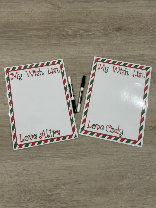 Santa Wish List - Laminated with dry erase markers