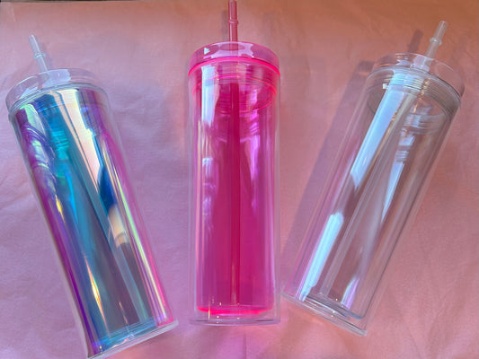 Double Wall Plastic Tumbler with Matching Straw