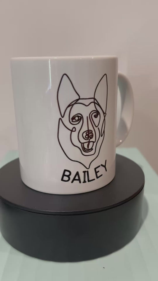 Line Drawings of their 2 Dogs on a mug