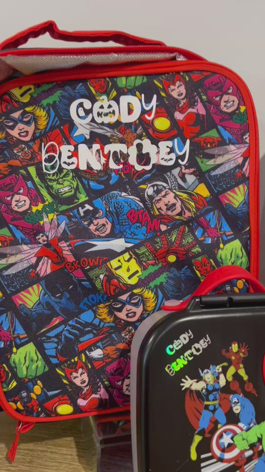 Labels complete for lunch boxes and drink bottle